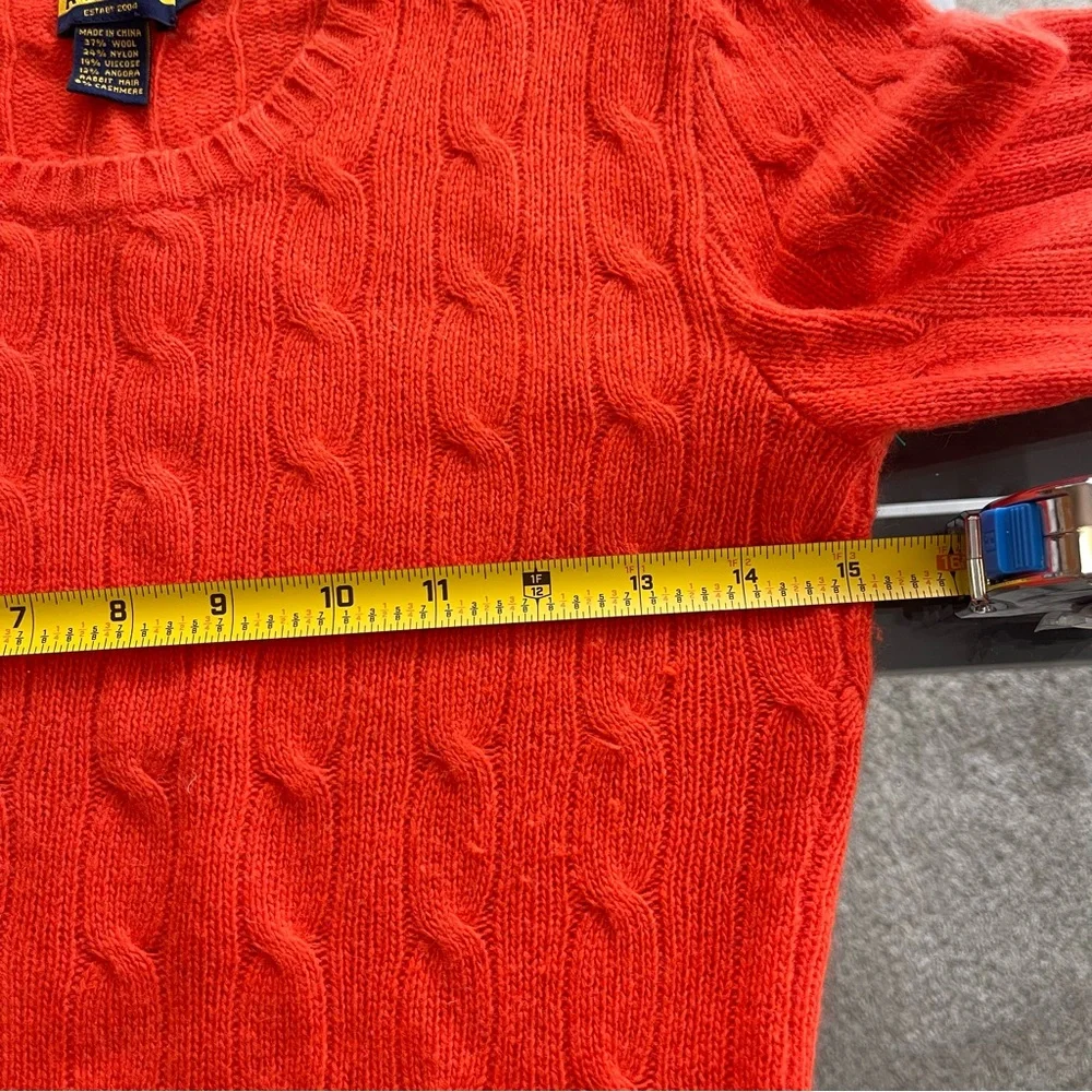 Ralph Lauren Rugby Wool Angora Girls Cable Knit Sweater Size XS‎ Orange Academia